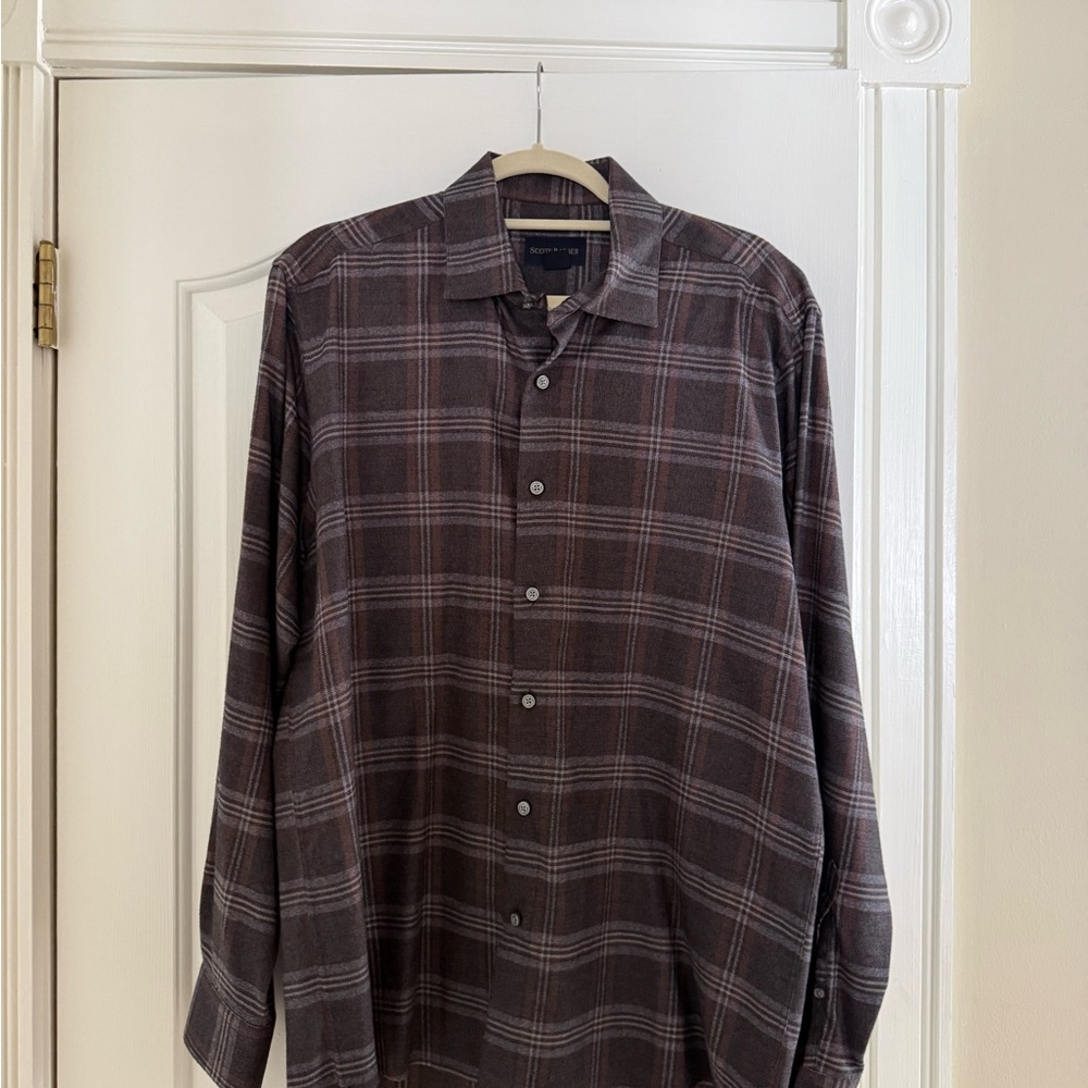 Classic Gray Plaid Button-Down Shirt